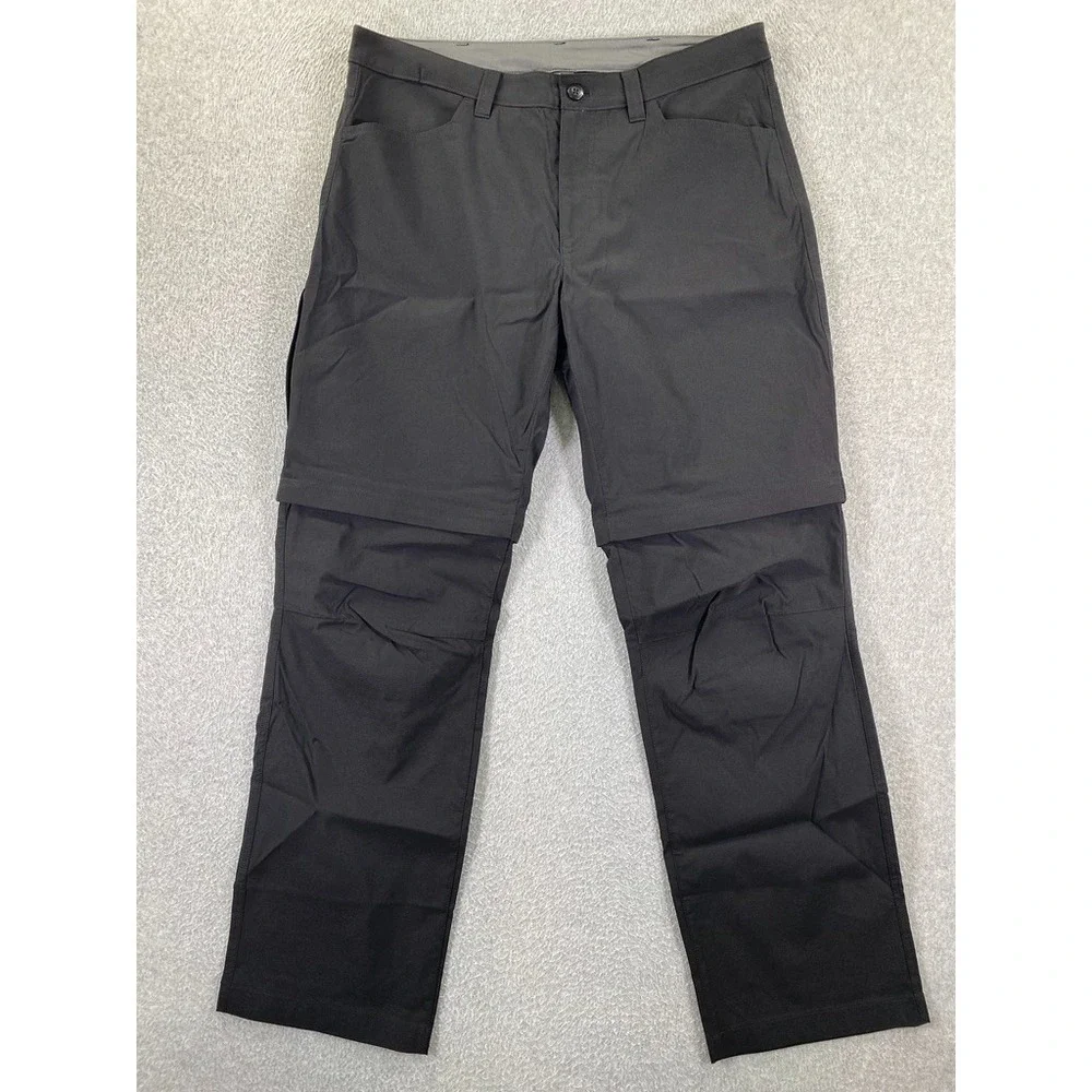 Eddie Bauer Convertible Tech Pant Mens 36x30 Black Hiking Outdoor Stretch Nylon